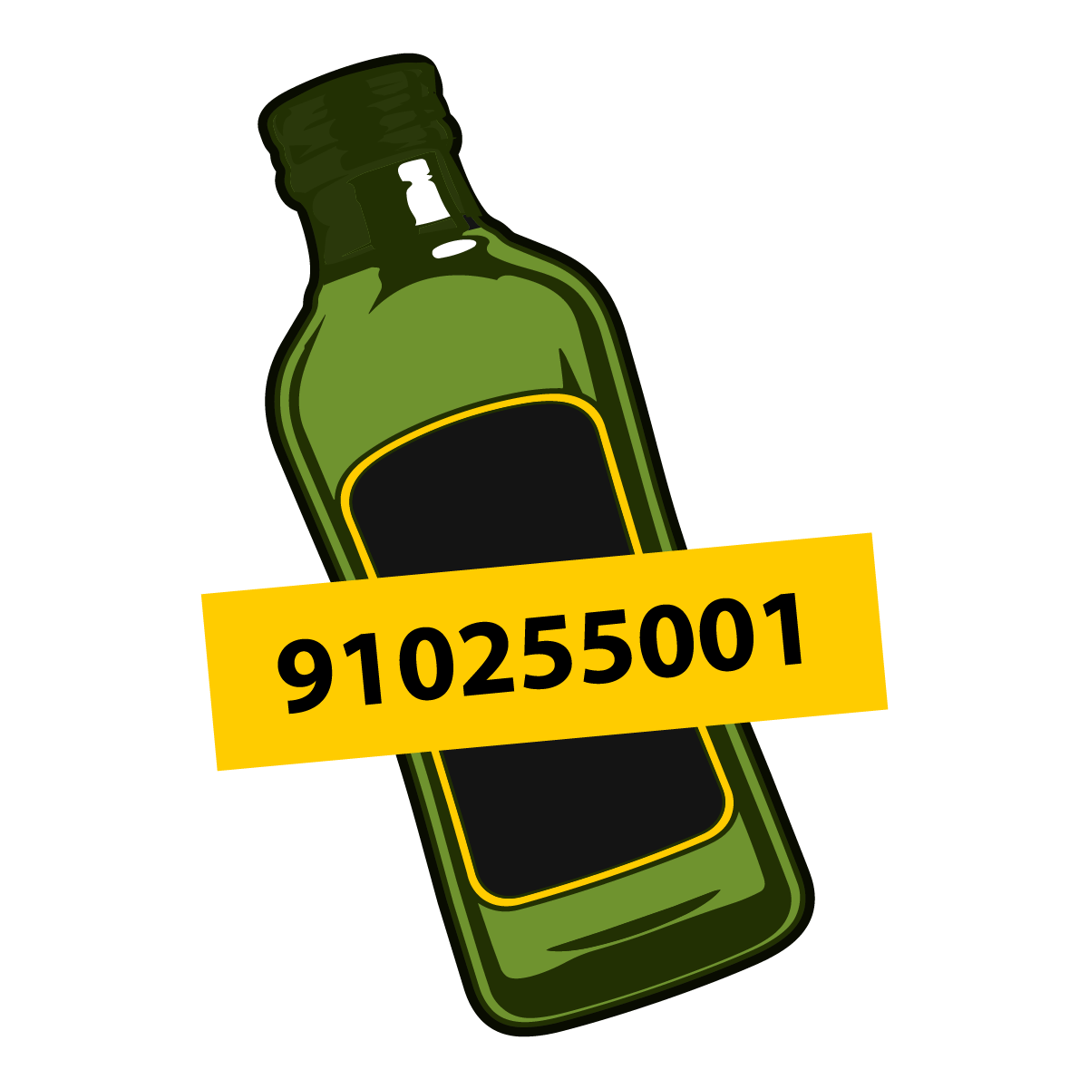 olive bottle with code on it