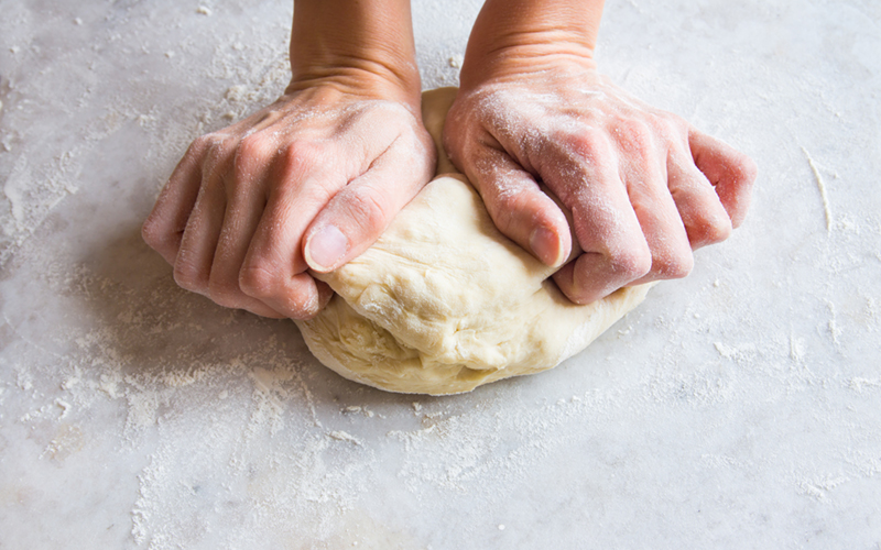 Flour being kneaded